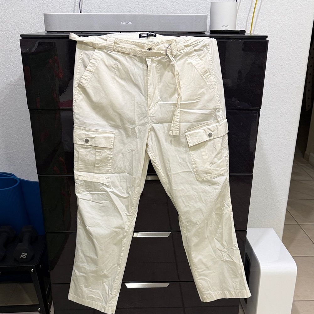 DKNY Women Off-White Cargo Pants